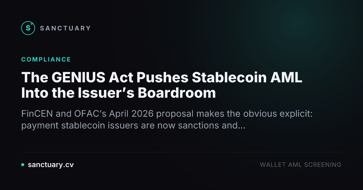 GENIUS Act переносит stablecoin AML в boardroom эмитента
