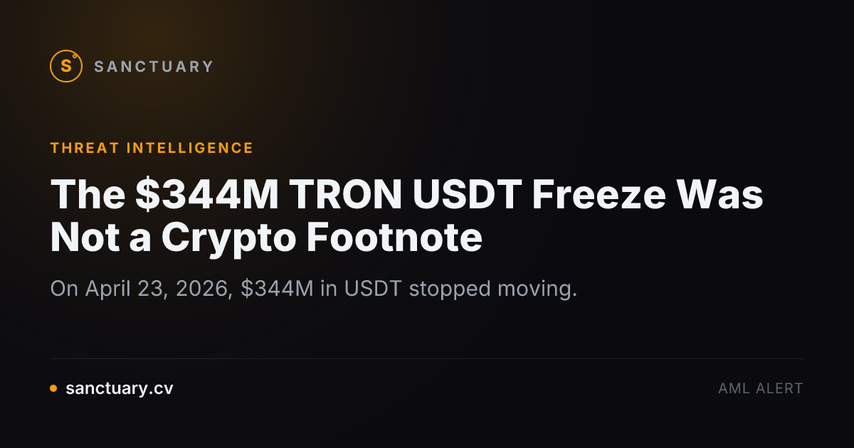 The $344M TRON USDT Freeze Was Not a Crypto Footnote